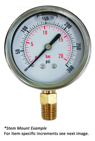 2.5" Gauge - Bottom Mount (30"Hg - 30 psi) - Liquid-filled - CF1C-002A