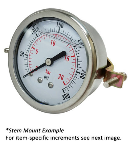2.5" Gauge - Center Back w/ Clamp (0 - 60 psi) - Liquid-filled - CF1P-004B