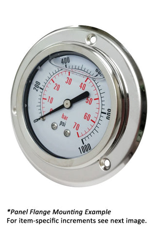 2.5" Gauge - Center bank w/ Flange (30"Hg - 30 psi) - Liquid-filled - CF1C-002E