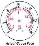2.5" Dry Gauge - Center bank w/ Flange (0 - 30 psi) - CDS-1P-002E