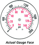 2.5" Dry Gauge - Center Back (0 - 2000 psi) - CDS-1P-140D