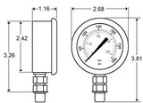 2.5" Gauge - SAE Bottom Mount (0 - 4000 psi) - Liquid-filled - CF1P-280A-SAE