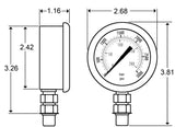 2.5" Gauge - SAE Bottom Mount (0 - 3000 psi) - Liquid-filled - CF1P-210A-SAE